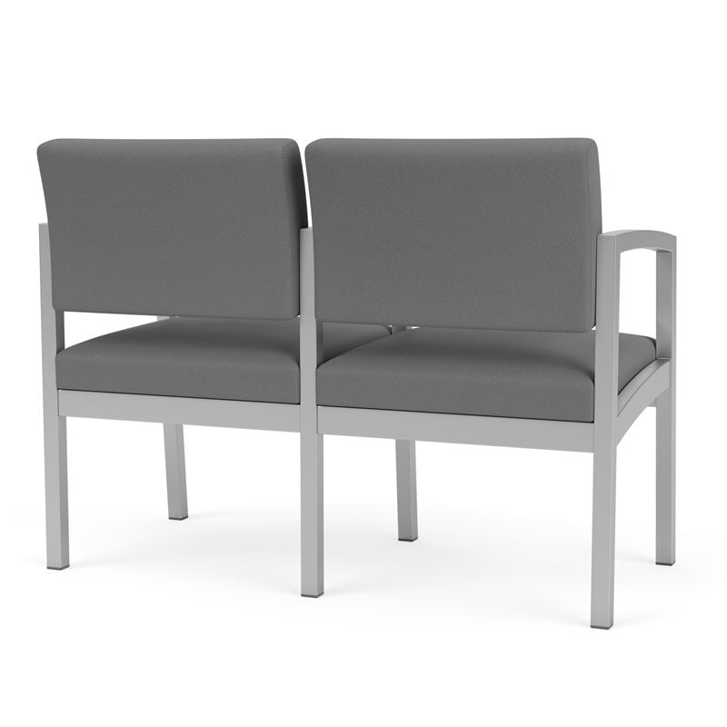 Lenox Steel Reception Waiting 2 Seats Chair / Silver Steel / Light Gray
