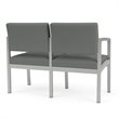 Lenox Steel Reception Waiting 2 Seats Chair / Silver Steel / Light Gray