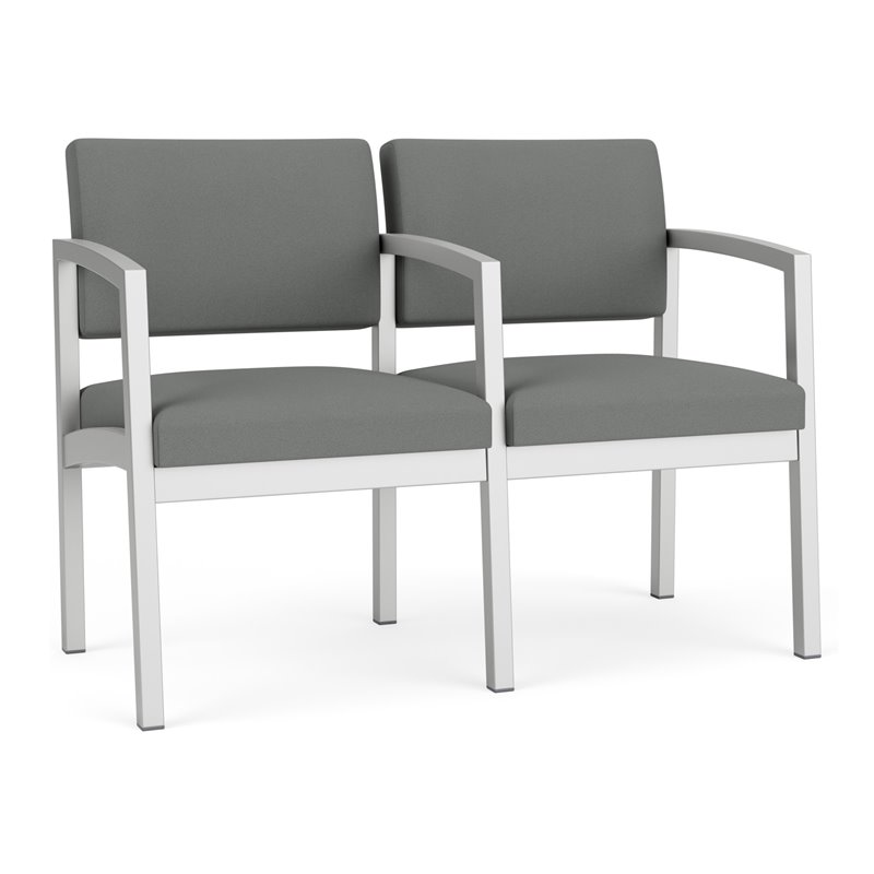 Lenox Steel Reception Waiting 2 Seats Chair / Silver Steel / Light Gray