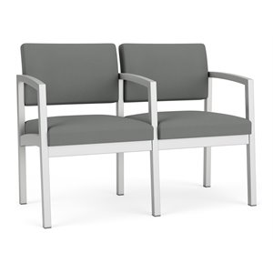 Lenox Steel Reception Waiting 2 Seats Chair / Silver Steel / Light Gray