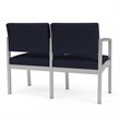 Lenox Steel Reception Waiting 2 Seats Chair / Silver Steel / Navy Blue