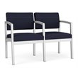 Lenox Steel Reception Waiting 2 Seats Chair / Silver Steel / Navy Blue