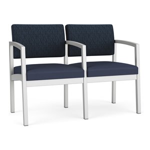 lenox steel 2 seats with center arm in silver frame finish