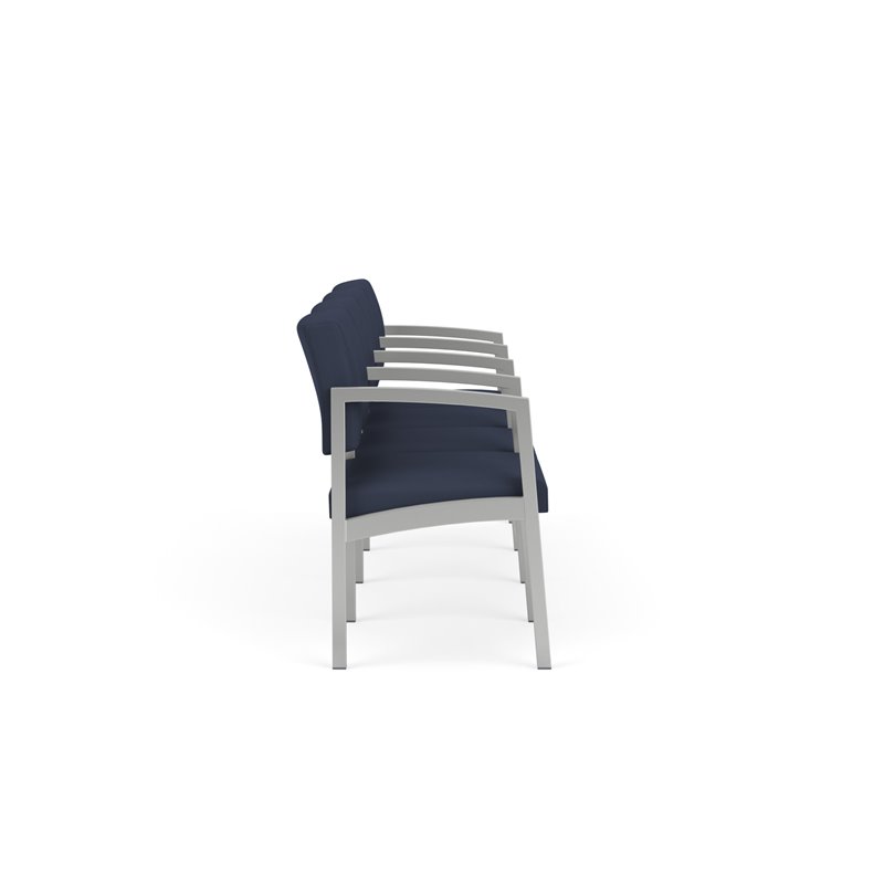 Lenox Steel Reception Waiting Room 4 Seats Chair / Silver Steel / Blue