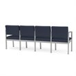 Lenox Steel Reception Waiting Room 4 Seats Chair / Silver Steel / Blue