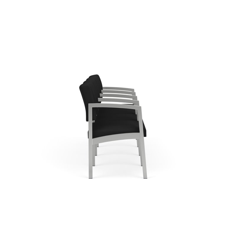 Lenox Steel Reception Waiting Room 4 Seats Chair / Silver Steel / Black