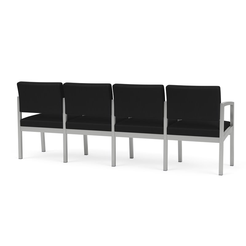 Lenox Steel Reception Waiting Room 4 Seats Chair / Silver Steel / Black