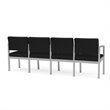 Lenox Steel Reception Waiting Room 4 Seats Chair / Silver Steel / Black