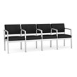 Lenox Steel Reception Waiting Room 4 Seats Chair / Silver Steel / Black