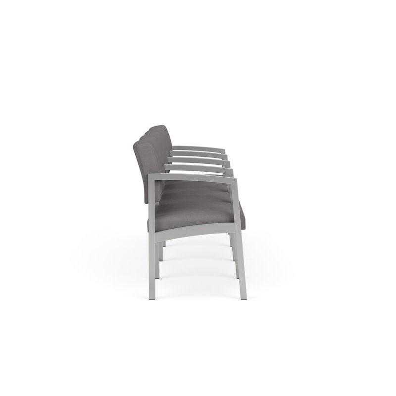 Lenox Steel Reception Waiting 4 Seats Chair / Silver Steel / Light Gray