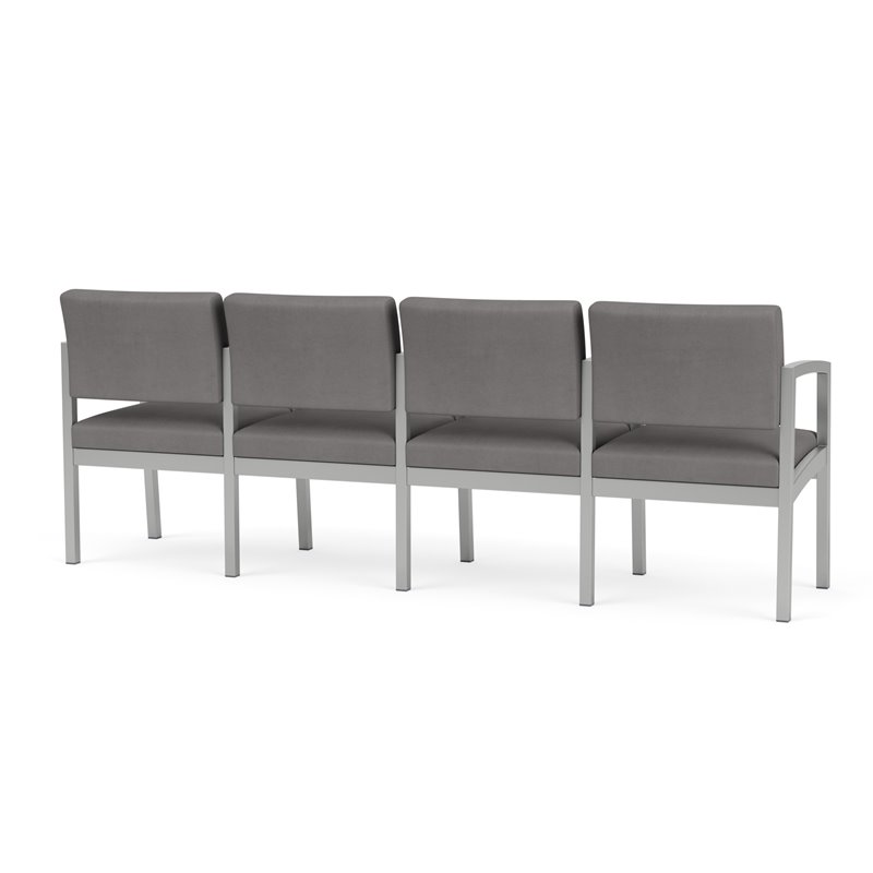 Lenox Steel Reception Waiting 4 Seats Chair / Silver Steel / Light Gray