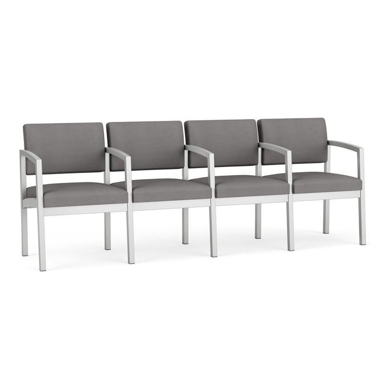 Lenox Steel Reception Waiting 4 Seats Chair / Silver Steel / Light Gray