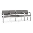 Lenox Steel Reception Waiting 4 Seats Chair / Silver Steel / Light Gray
