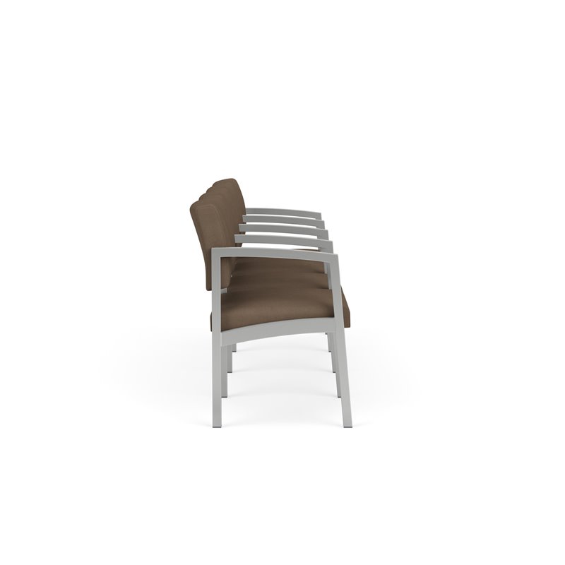 Lenox Steel Reception Waiting Room 4 Seats Chair / Silver Steel / Brown