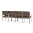 Lenox Steel Reception Waiting Room 4 Seats Chair / Silver Steel / Brown