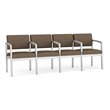 Lenox Steel Reception Waiting Room 4 Seats Chair / Silver Steel / Brown