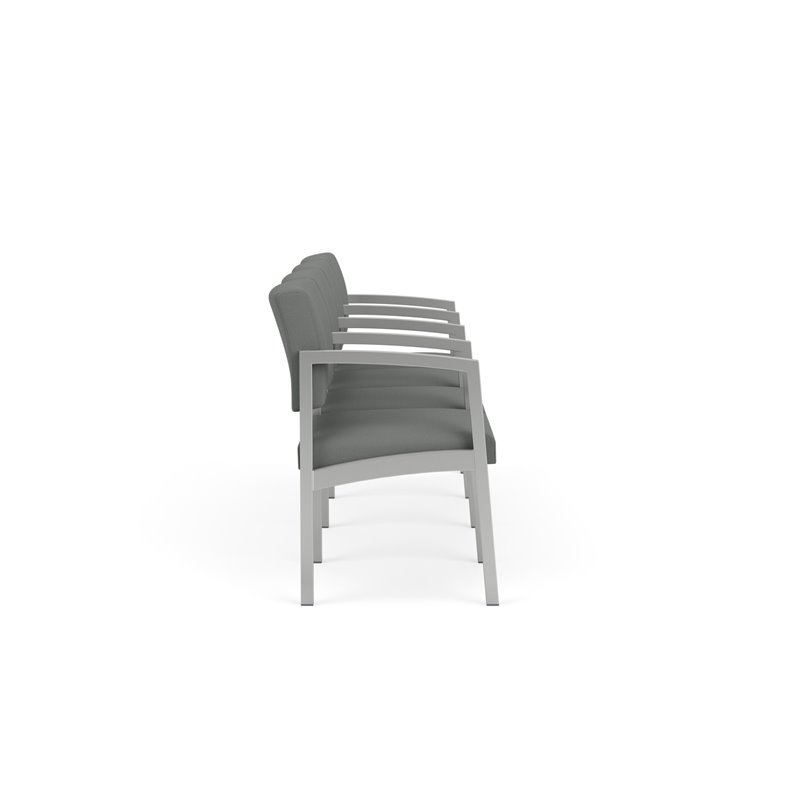 Lenox Steel Reception Waiting 4 Seats Chair / Silver Steel / Light Gray