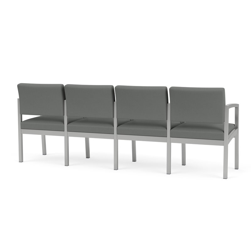 Lenox Steel Reception Waiting 4 Seats Chair / Silver Steel / Light Gray