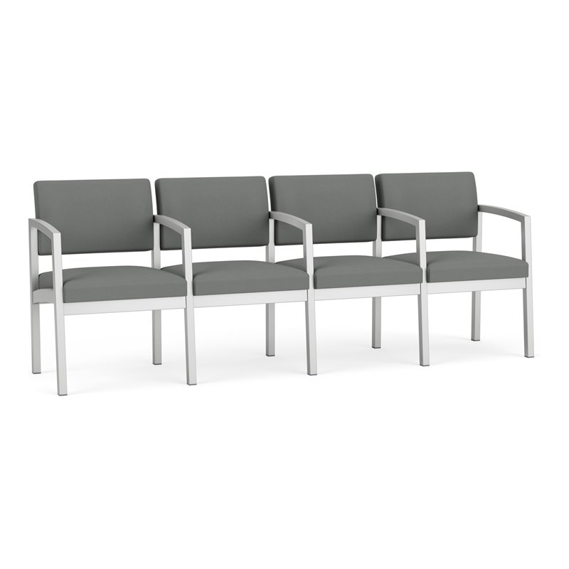 Lenox Steel Reception Waiting 4 Seats Chair / Silver Steel / Light Gray