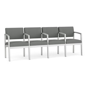 Lenox Steel Reception Waiting 4 Seats Chair / Silver Steel / Light Gray