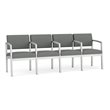 Lenox Steel Reception Waiting 4 Seats Chair / Silver Steel / Light Gray