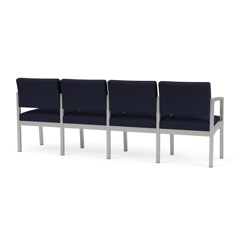 Lenox Steel Reception Waiting 4 Seats Chair / Silver Steel / Navy Blue