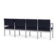 Lenox Steel Reception Waiting 4 Seats Chair / Silver Steel / Navy Blue