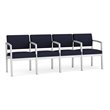 Lenox Steel Reception Waiting 4 Seats Chair / Silver Steel / Navy Blue