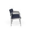 Lenox Steel Reception Waiting Room 3 Seats Chair / Silver Steel / Blue
