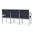Lenox Steel Reception Waiting Room 3 Seats Chair / Silver Steel / Blue