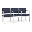 Lenox Steel Reception Waiting Room 3 Seats Chair / Silver Steel / Blue