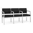 Lenox Steel Reception Waiting Room 3 Seats Chair / Silver Steel / Black