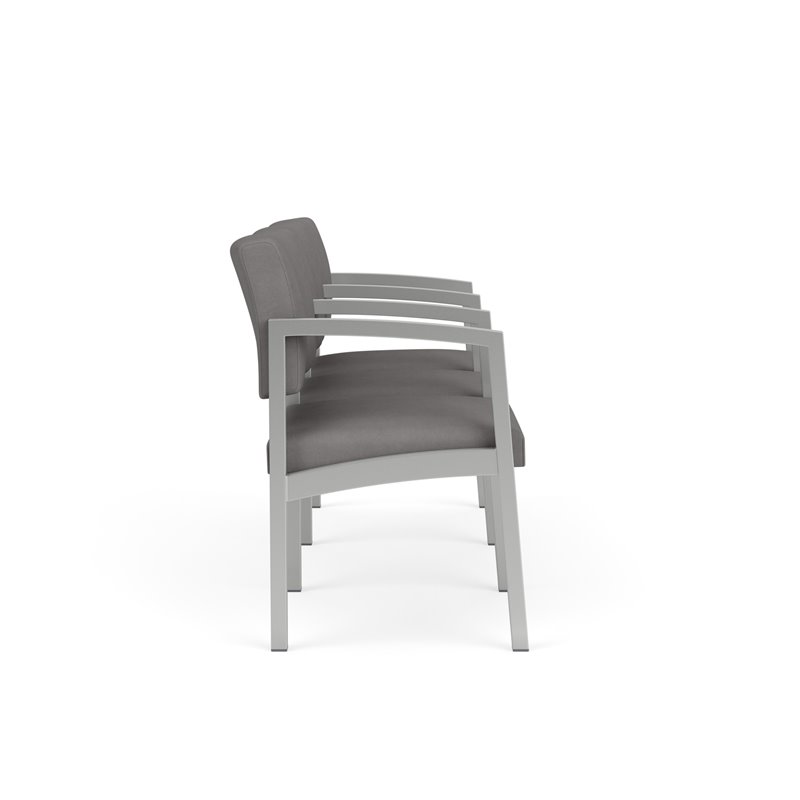 Lenox Steel Reception Waiting 3 Seats Chair / Silver Steel / Light Gray