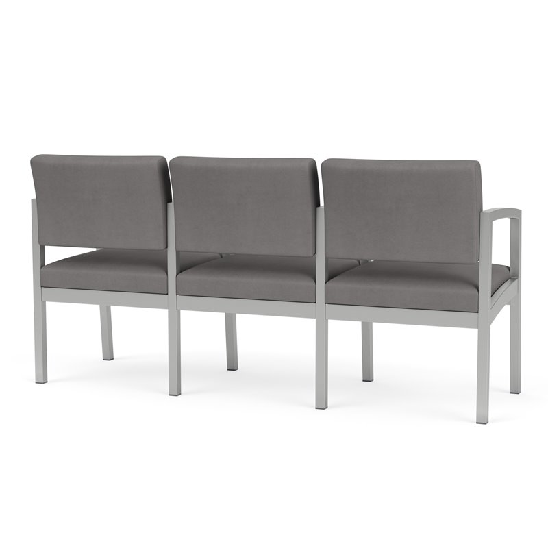 Lenox Steel Reception Waiting 3 Seats Chair / Silver Steel / Light Gray