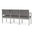 Lenox Steel Reception Waiting 3 Seats Chair / Silver Steel / Light Gray