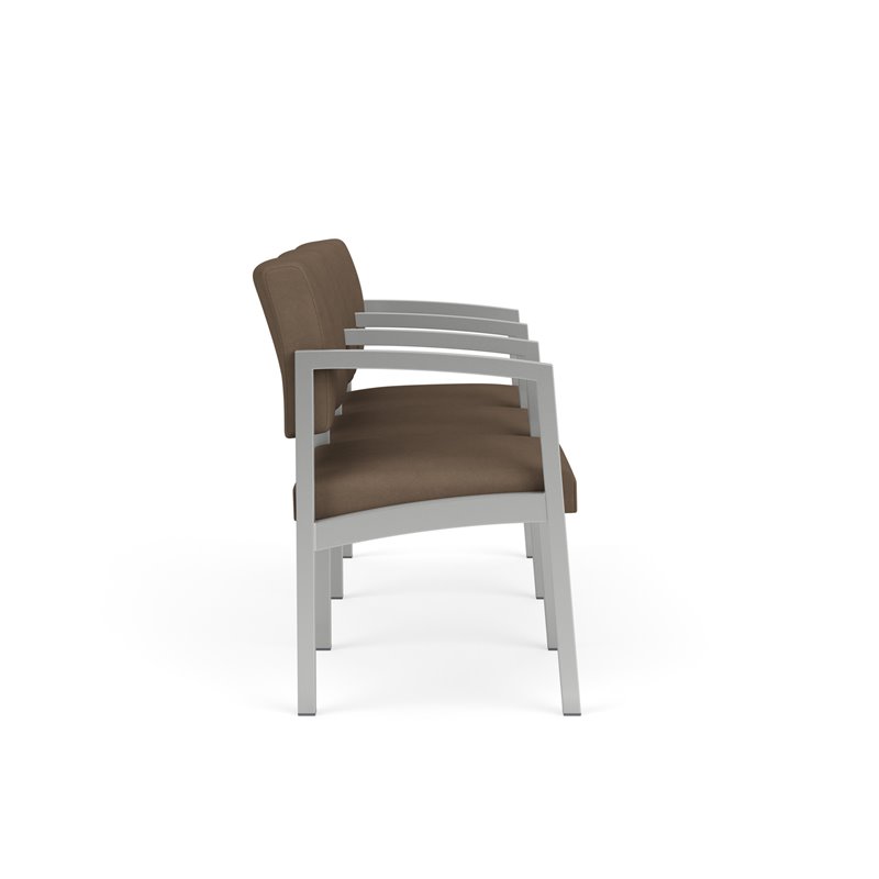 Lenox Steel Reception Waiting Room 3 Seats Chair / Silver Steel / Brown