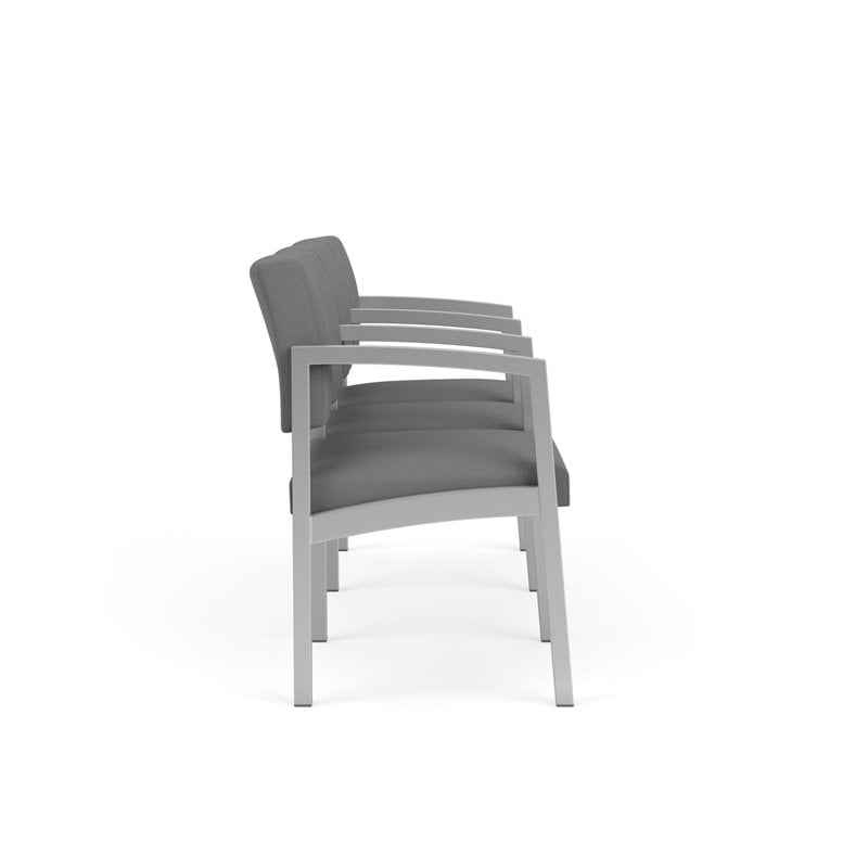 Lenox Steel Reception Waiting 3 Seats Chair / Silver Steel / Light Gray