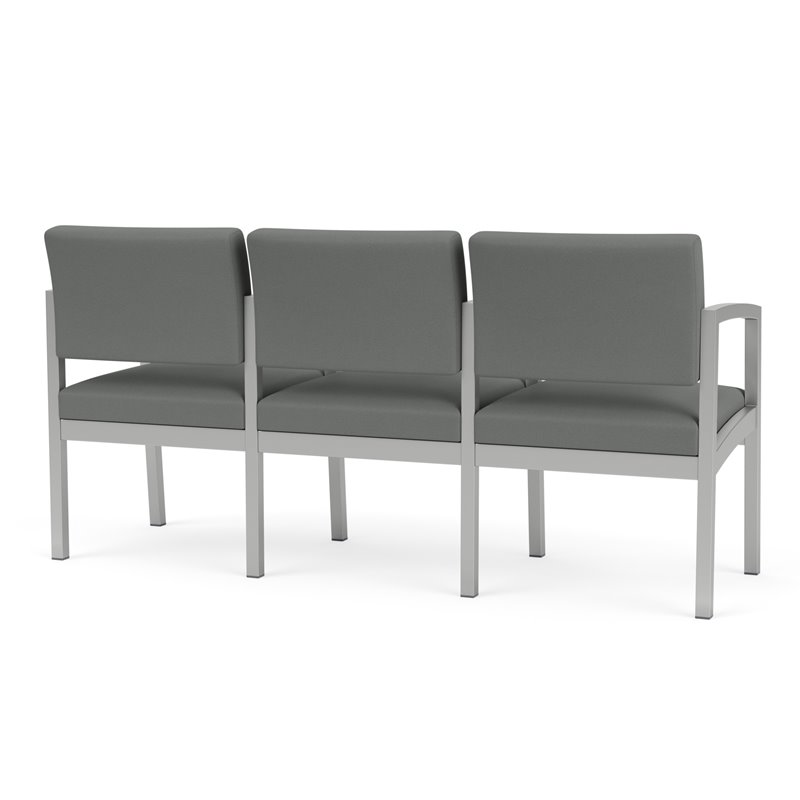 Lenox Steel Reception Waiting 3 Seats Chair / Silver Steel / Light Gray