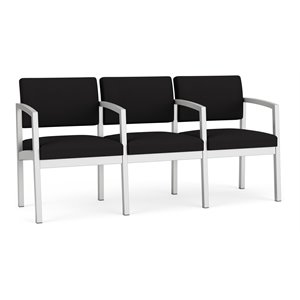 lesro lenox steel fabric 3 seats reception chair in silver/open house black