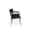 Lenox Steel Reception Waiting 3 Seats Chair / Silver Steel / Navy Blue