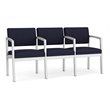 Lenox Steel Reception Waiting 3 Seats Chair / Silver Steel / Navy Blue