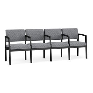 lesro lenox steel fabric 4 seats reception chair in black/adler gray flannel