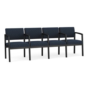 lesro lenox steel fabric 4 seats reception chair in black/adler midnight sky