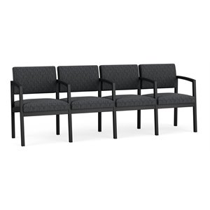 lesro lenox steel fabric 4 seats reception chair in black/adler nocturnal