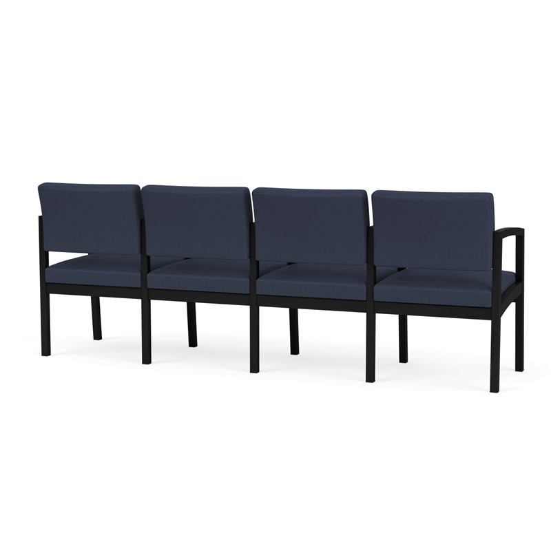 Lenox Steel Reception Waiting Room Healthcare 4 Seats Chair / Black Steel / Blue