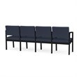 Lenox Steel Reception Waiting Room Healthcare 4 Seats Chair / Black Steel / Blue