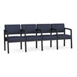 Lenox Steel Reception Waiting Room Healthcare 4 Seats Chair / Black Steel / Blue