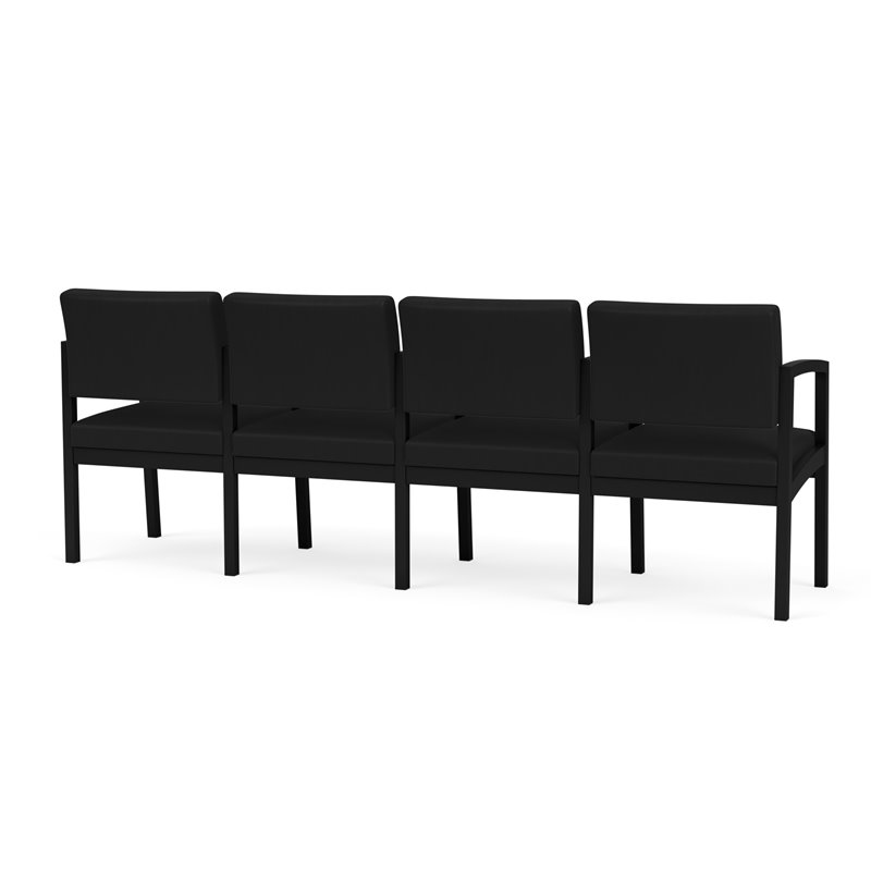 Lenox Steel Reception Waiting Room 4 Seats Chair / Black Steel / Black