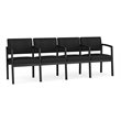 Lenox Steel Reception Waiting Room 4 Seats Chair / Black Steel / Black