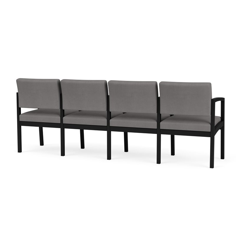 Lenox Steel Reception Waiting 4 Seats Chair / Black Steel / Light Gray